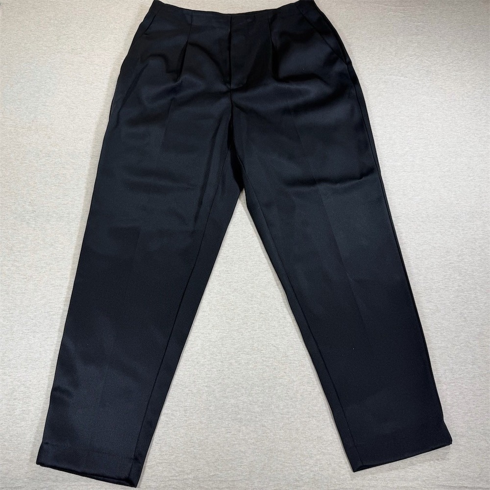 A New Day Dress Pants Womens Size 12 Black Pleated Straight Leg‎ High Rise